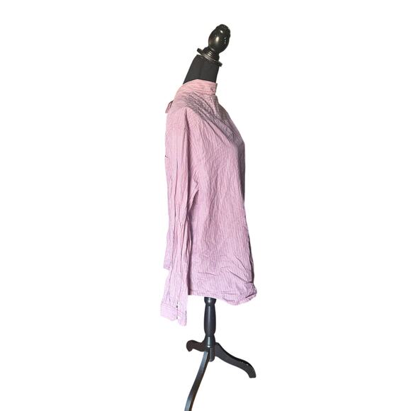 American Eagle Men’s Red Striped Button-Up Shirt | Cotton Casual - Picture 4 of 8